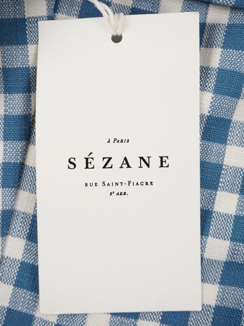 Sezane Jocelyn Blue & White Gingham Wide-Leg Trousers - Picture 7 of 12
